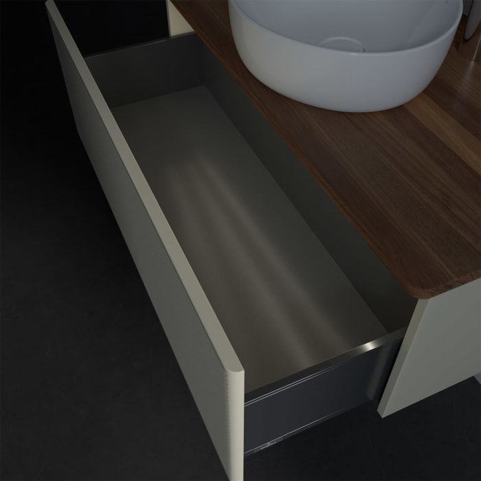 Villeroy & Boch Antao Waschbeckenunterschrank, 100 x 36 cm, 1 Auszug mit LED-Licht, Front mit Struktur, mit Hahnloch