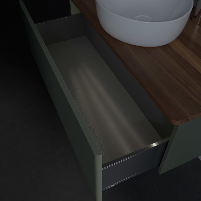 Villeroy & Boch Antao Waschbeckenunterschrank, 100 x 36 cm, 1 Auszug mit LED-Licht, Front mit Struktur, mit Hahnloch