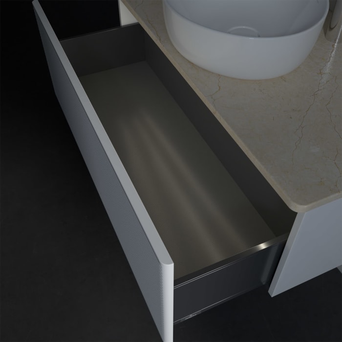 Villeroy & Boch Antao Waschbeckenunterschrank, 100 x 36 cm, 1 Auszug mit LED-Licht, Front mit Struktur, mit Hahnloch