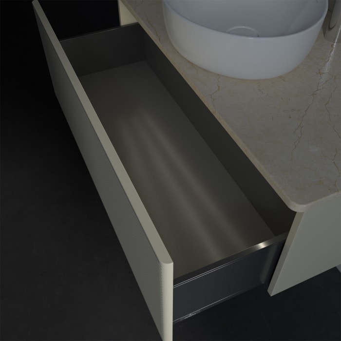 Villeroy & Boch Antao Waschbeckenunterschrank, 100 x 36 cm, 1 Auszug mit LED-Licht, Front mit Struktur, mit Hahnloch