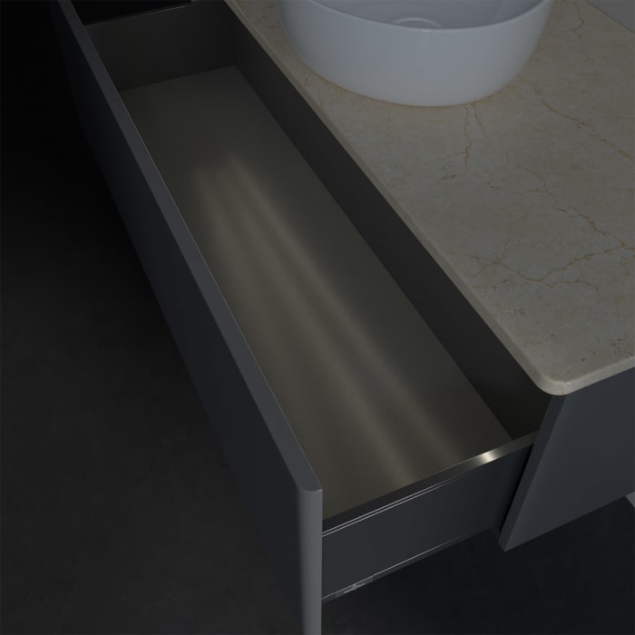 Villeroy & Boch Antao Waschbeckenunterschrank, 120 x 36 cm, 1 Auszug mit LED-Licht, Front ohne Struktur, ohne Hahnloch, für Waschtisch mittig