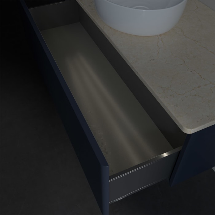 Villeroy & Boch Antao Waschbeckenunterschrank, 120 x 36 cm, 1 Auszug mit LED-Licht, Front ohne Struktur, ohne Hahnloch, für Waschtisch mittig