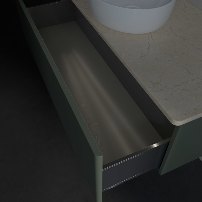 Villeroy & Boch Antao Waschbeckenunterschrank, 120 x 36 cm, 1 Auszug mit LED-Licht, Front ohne Struktur, ohne Hahnloch, für Waschtisch mittig