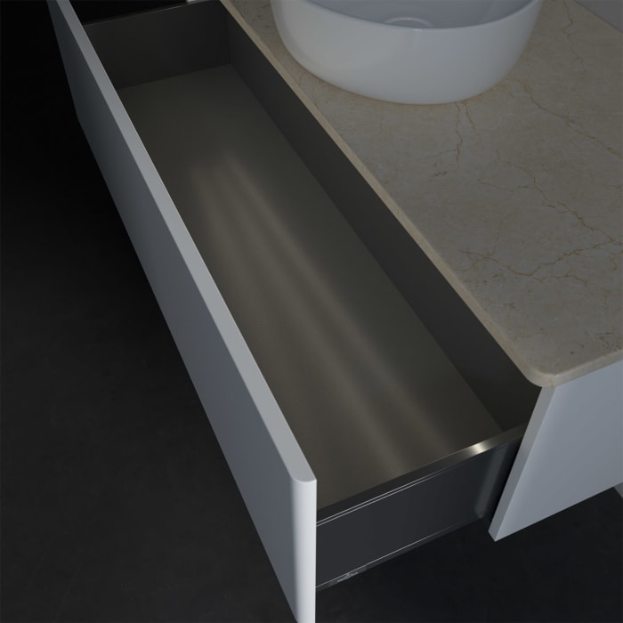 Villeroy & Boch Antao Waschbeckenunterschrank, 120 x 36 cm, 1 Auszug mit LED-Licht, Front ohne Struktur, ohne Hahnloch, für Waschtisch mittig