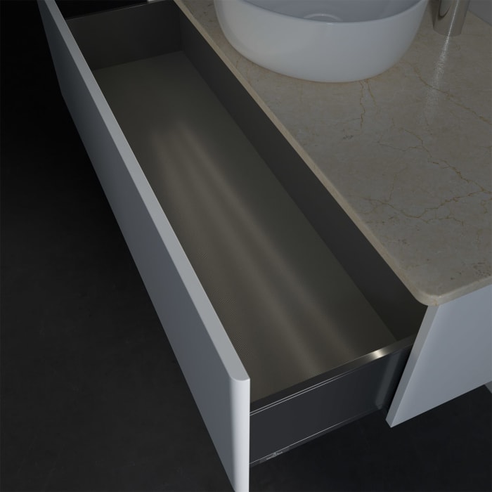 Villeroy & Boch Antao Waschbeckenunterschrank, 120 x 36 cm, 1 Auszug mit LED-Licht, Front ohne Struktur, mit Hahnloch, für Waschtisch mittig