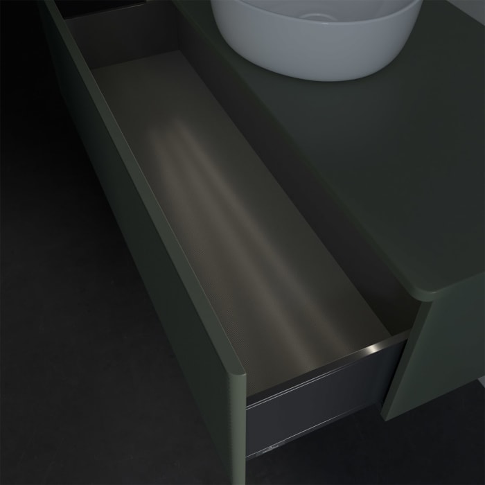 Villeroy & Boch Antao Waschbeckenunterschrank, 120 x 36 cm, 1 Auszug mit LED-Licht, Front mit Struktur, ohne Hahnloch, für Waschtisch mittig