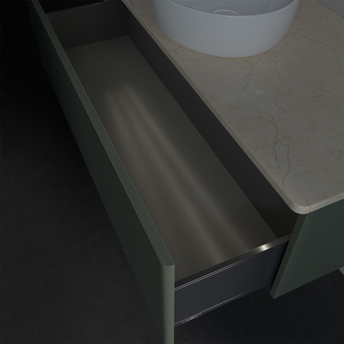 Villeroy & Boch Antao Waschbeckenunterschrank, 120 x 36 cm, 1 Auszug mit LED-Licht, Front mit Struktur, ohne Hahnloch, für Waschtisch mittig