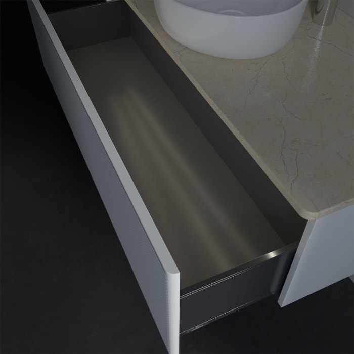 Villeroy & Boch Antao Waschbeckenunterschrank, 120 x 36 cm, 1 Auszug mit LED-Licht, Front mit Struktur, mit Hahnloch, für Waschtisch mittig