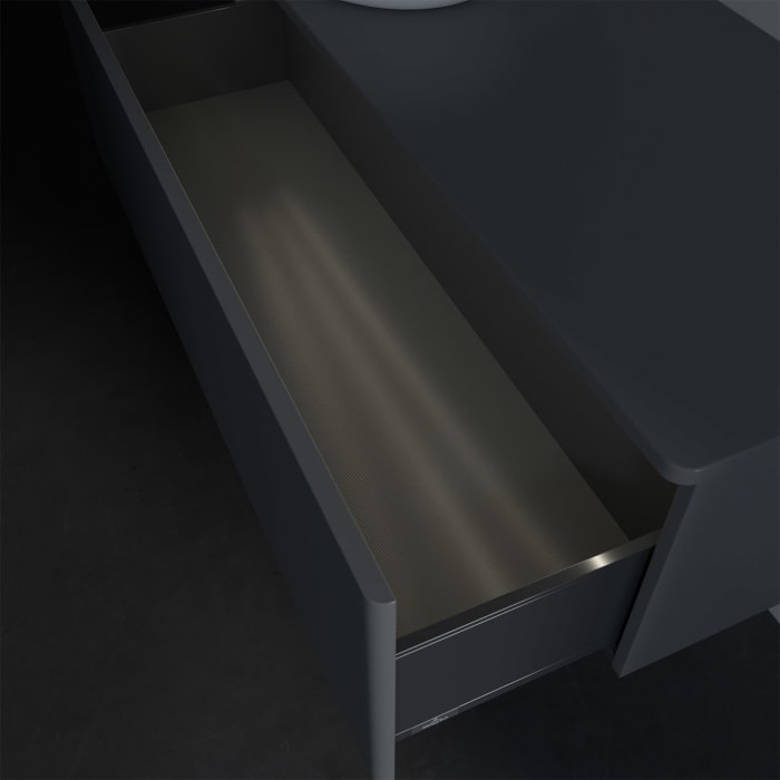 Villeroy & Boch Antao Waschbeckenunterschrank, 120 x 36 cm, 1 Auszug mit LED-Licht, Front ohne Struktur, ohne Hahnloch, für Waschtisch links