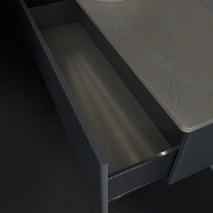 Villeroy & Boch Antao Waschbeckenunterschrank, 120 x 36 cm, 1 Auszug mit LED-Licht, Front ohne Struktur, ohne Hahnloch, für Waschtisch links