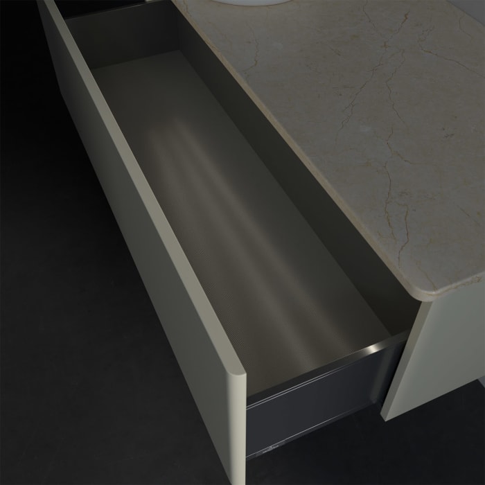 Villeroy & Boch Antao Waschbeckenunterschrank, 120 x 36 cm, 1 Auszug mit LED-Licht, Front ohne Struktur, ohne Hahnloch, für Waschtisch links