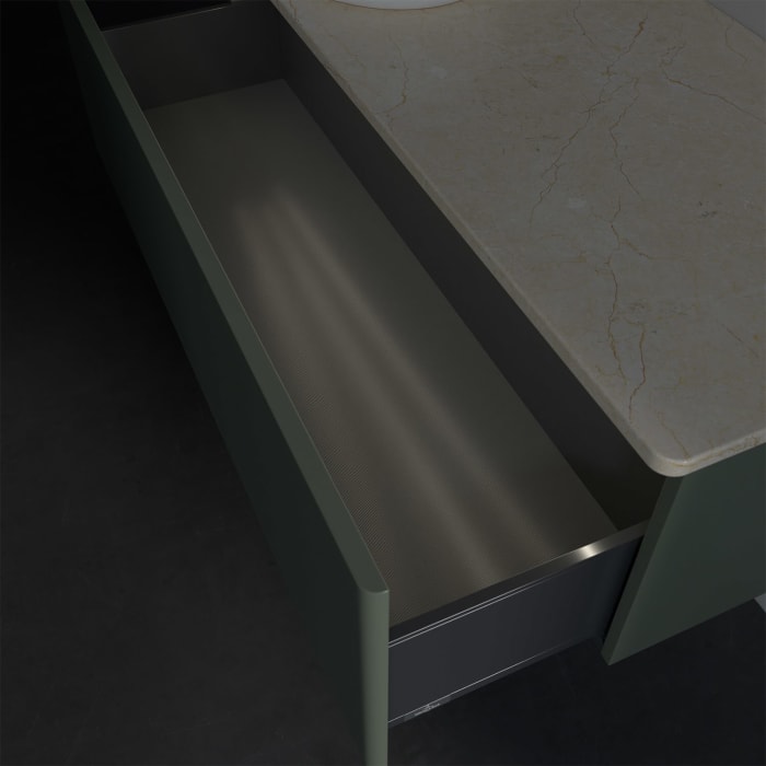 Villeroy & Boch Antao Waschbeckenunterschrank, 120 x 36 cm, 1 Auszug mit LED-Licht, Front ohne Struktur, ohne Hahnloch, für Waschtisch links