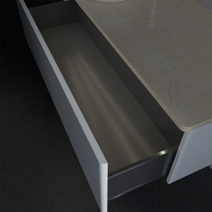 Villeroy & Boch Antao Waschbeckenunterschrank, 120 x 36 cm, 1 Auszug mit LED-Licht, Front ohne Struktur, mit Hahnloch, für Waschtisch links