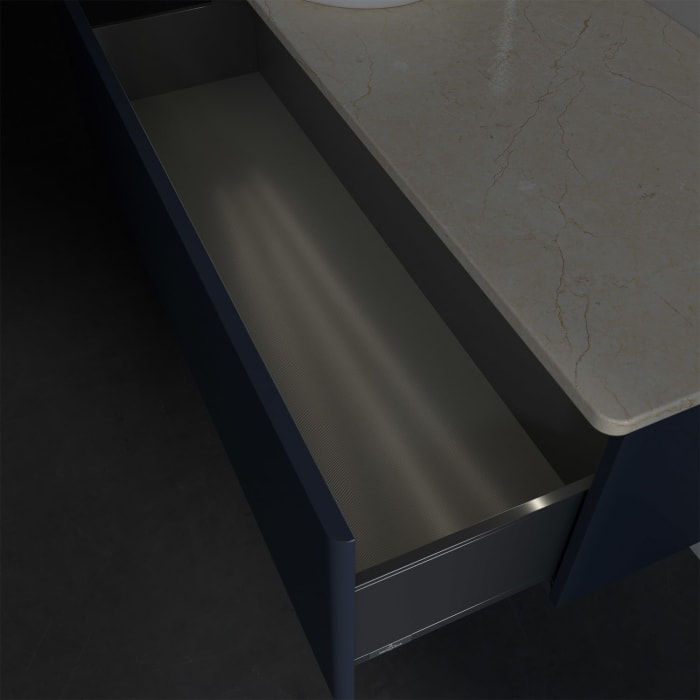 Villeroy & Boch Antao Waschbeckenunterschrank, 120 x 36 cm, 1 Auszug mit LED-Licht, Front ohne Struktur, mit Hahnloch, für Waschtisch links