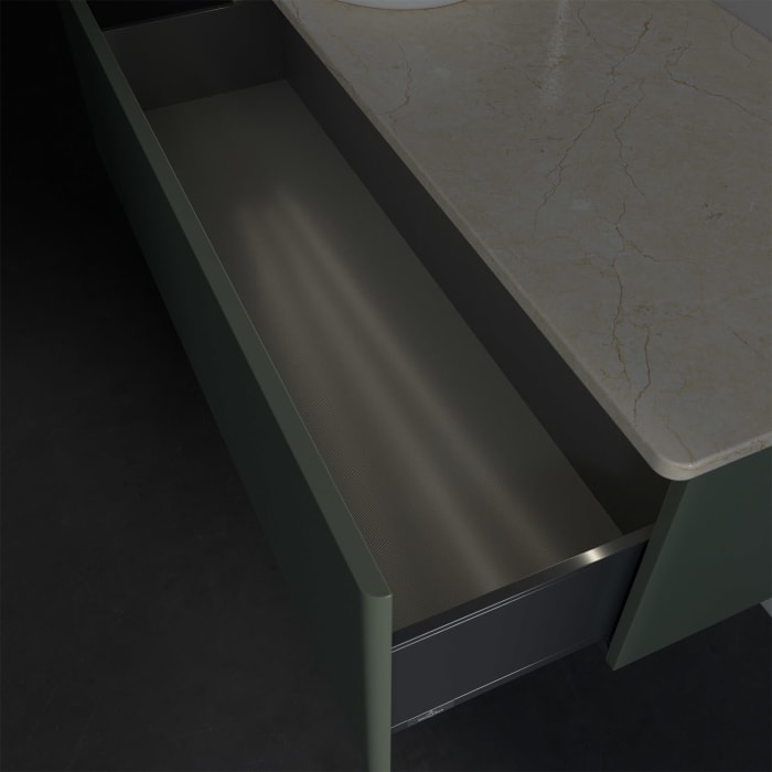 Villeroy & Boch Antao Waschbeckenunterschrank, 120 x 36 cm, 1 Auszug mit LED-Licht, Front ohne Struktur, mit Hahnloch, für Waschtisch links