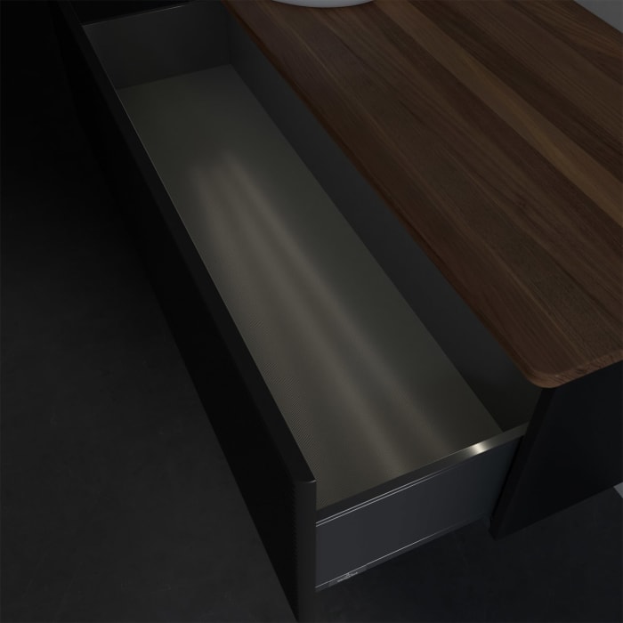 Villeroy & Boch Antao Waschbeckenunterschrank, 120 x 36 cm, 1 Auszug mit LED-Licht, Front mit Struktur, ohne Hahnloch, für Waschtisch links