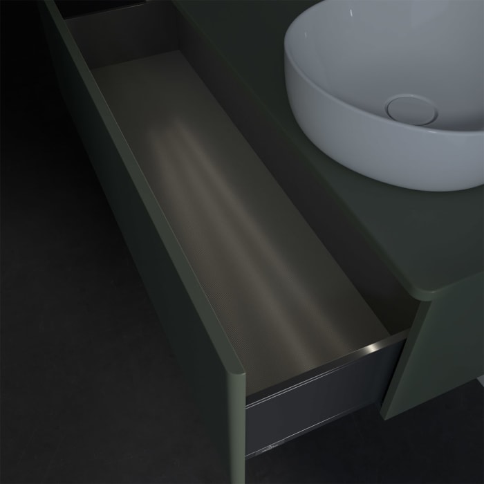 Villeroy & Boch Antao Waschbeckenunterschrank, 120 x 36 cm, 1 Auszug mit LED-Licht, Front ohne Struktur, ohne Hahnloch, für Waschtisch rechts