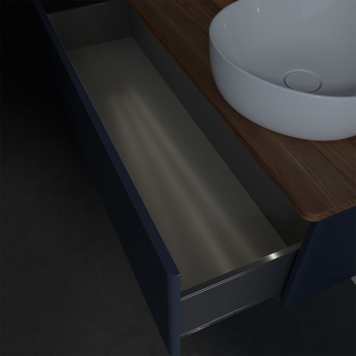 Villeroy & Boch Antao Waschbeckenunterschrank, 120 x 36 cm, 1 Auszug mit LED-Licht, Front ohne Struktur, ohne Hahnloch, für Waschtisch rechts