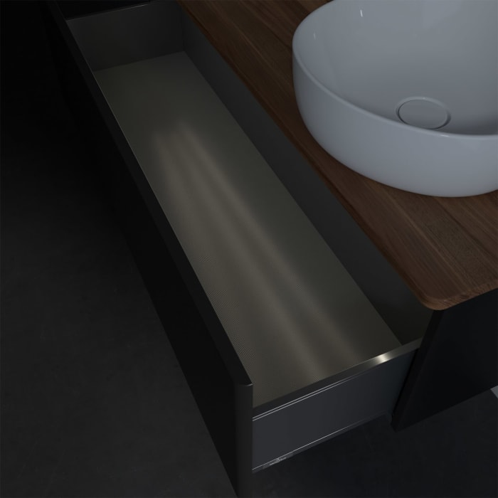 Villeroy & Boch Antao Waschbeckenunterschrank, 120 x 36 cm, 1 Auszug mit LED-Licht, Front ohne Struktur, ohne Hahnloch, für Waschtisch rechts