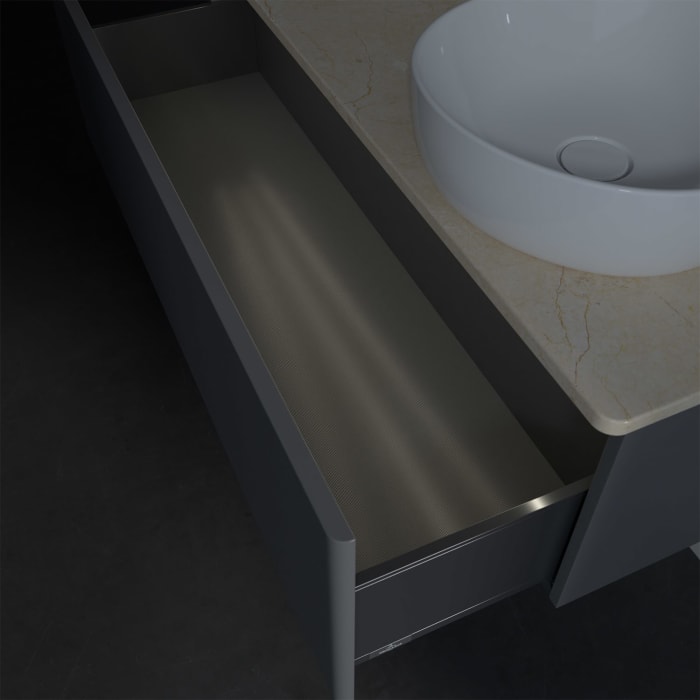 Villeroy & Boch Antao Waschbeckenunterschrank, 120 x 36 cm, 1 Auszug mit LED-Licht, Front ohne Struktur, ohne Hahnloch, für Waschtisch rechts