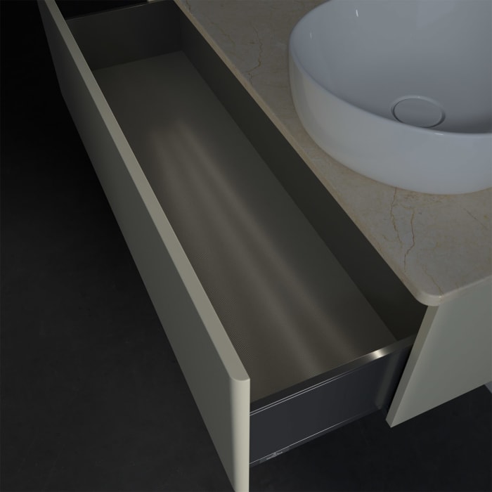 Villeroy & Boch Antao Waschbeckenunterschrank, 120 x 36 cm, 1 Auszug mit LED-Licht, Front ohne Struktur, ohne Hahnloch, für Waschtisch rechts