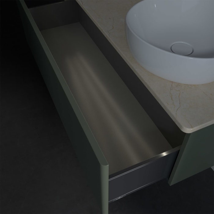 Villeroy & Boch Antao Waschbeckenunterschrank, 120 x 36 cm, 1 Auszug mit LED-Licht, Front ohne Struktur, ohne Hahnloch, für Waschtisch rechts