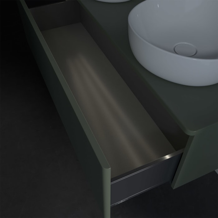 Villeroy & Boch Antao Waschbeckenunterschrank, 120 x 36 cm, 1 Auszug mit LED-Licht, Front ohne Struktur, ohne Hahnloch, für Waschtisch links und recht