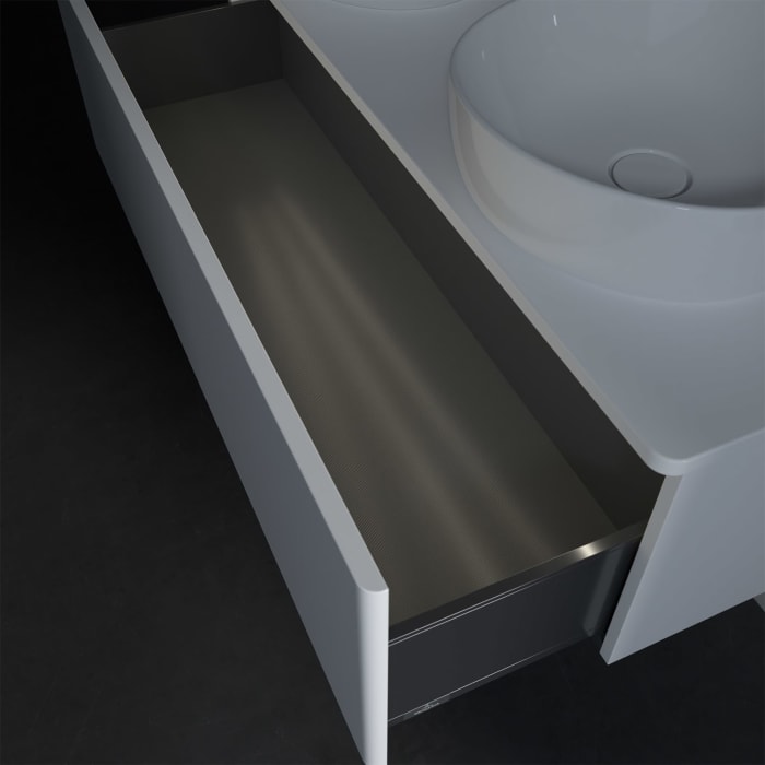 Villeroy & Boch Antao Waschbeckenunterschrank, 120 x 36 cm, 1 Auszug mit LED-Licht, Front ohne Struktur, ohne Hahnloch, für Waschtisch links und recht
