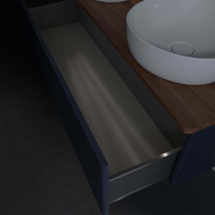 Villeroy & Boch Antao Waschbeckenunterschrank, 120 x 36 cm, 1 Auszug mit LED-Licht, Front ohne Struktur, ohne Hahnloch, für Waschtisch links und recht