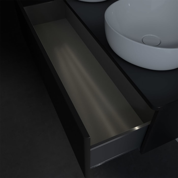 Villeroy & Boch Antao Waschbeckenunterschrank, 120 x 36 cm, 1 Auszug mit LED-Licht, Front mit Struktur, ohne Hahnloch, für Waschtisch links und rechts