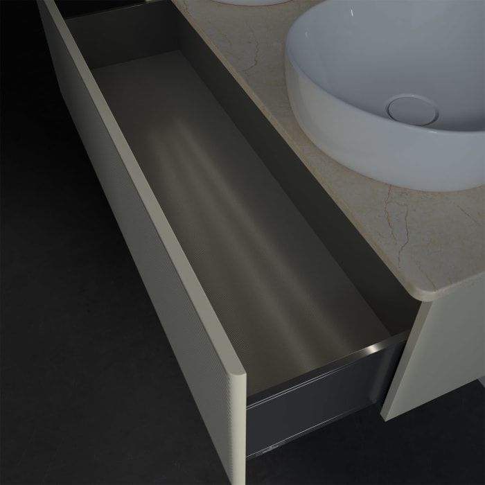 Villeroy & Boch Antao Waschbeckenunterschrank, 120 x 36 cm, 1 Auszug mit LED-Licht, Front mit Struktur, ohne Hahnloch, für Waschtisch links und rechts