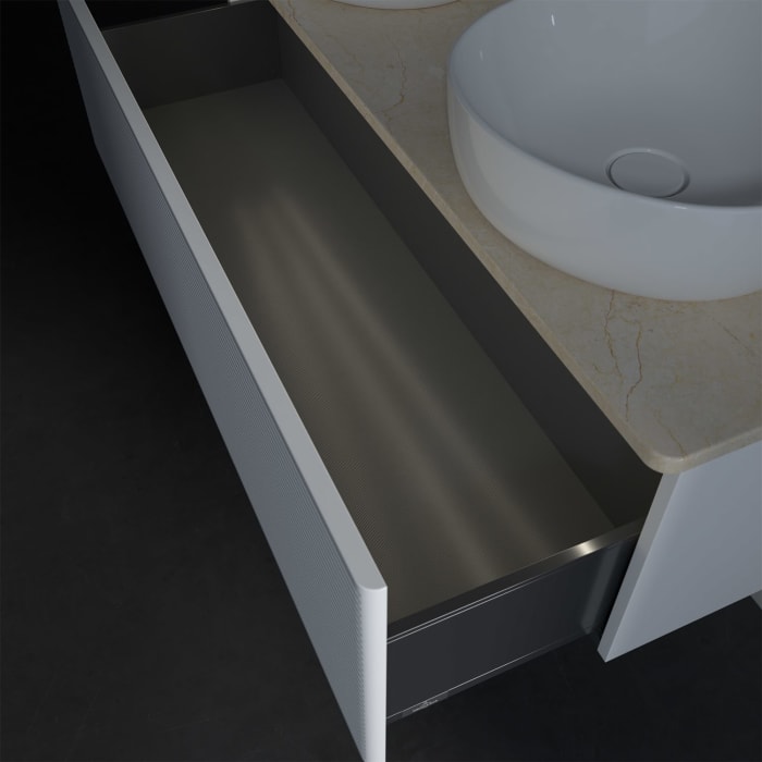 Villeroy & Boch Antao Waschbeckenunterschrank, 120 x 36 cm, 1 Auszug mit LED-Licht, Front mit Struktur, ohne Hahnloch, für Waschtisch links und rechts