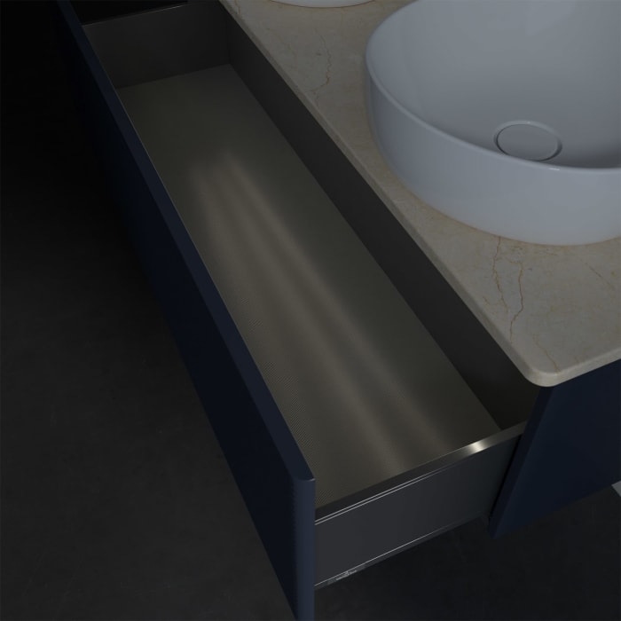 Villeroy & Boch Antao Waschbeckenunterschrank, 120 x 36 cm, 1 Auszug mit LED-Licht, Front mit Struktur, mit Hahnloch, für Waschtisch links und rechts