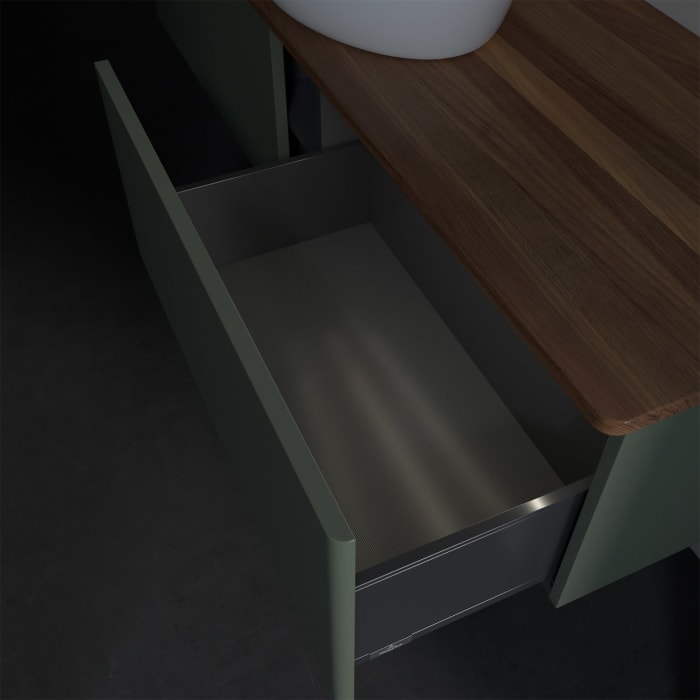 Villeroy & Boch Antao Waschbeckenunterschrank, 160 x 36 cm, 2 Auszüge mit LED-Licht, Front ohne Struktur, ohne Hahnloch, für Waschtisch mittig