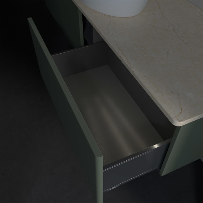 Villeroy & Boch Antao Waschbeckenunterschrank, 160 x 36 cm, 2 Auszüge mit LED-Licht, Front ohne Struktur, ohne Hahnloch, für Waschtisch mittig