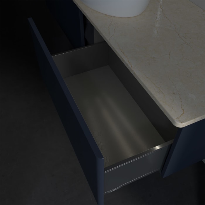 Villeroy & Boch Antao Waschbeckenunterschrank, 160 x 36 cm, 2 Auszüge mit LED-Licht, Front ohne Struktur, mit Hahnloch, für Waschtisch mittig