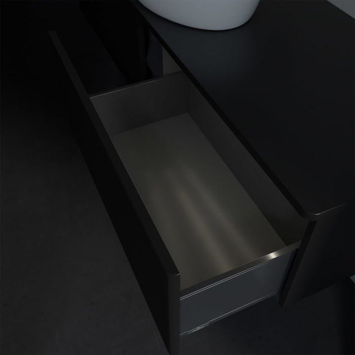 Villeroy & Boch Antao Waschbeckenunterschrank, 160 x 36 cm, 2 Auszüge mit LED-Licht, Front mit Struktur, ohne Hahnloch, für Waschtisch mittig