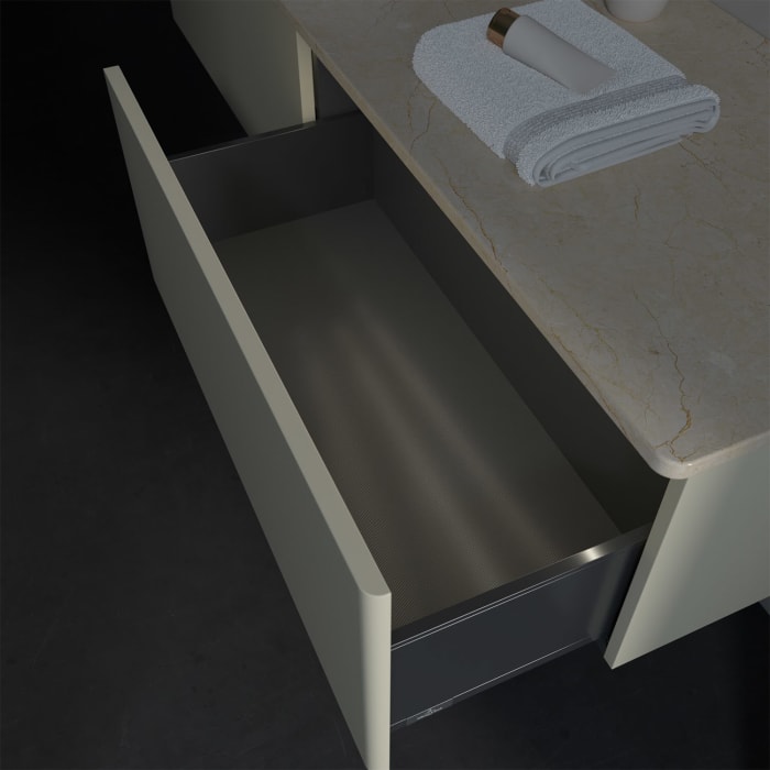 Villeroy & Boch Antao Waschbeckenunterschrank, 160 x 36 cm, 2 Auszüge mit LED-Licht, Front ohne Struktur, ohne Hahnloch, für Waschtisch links