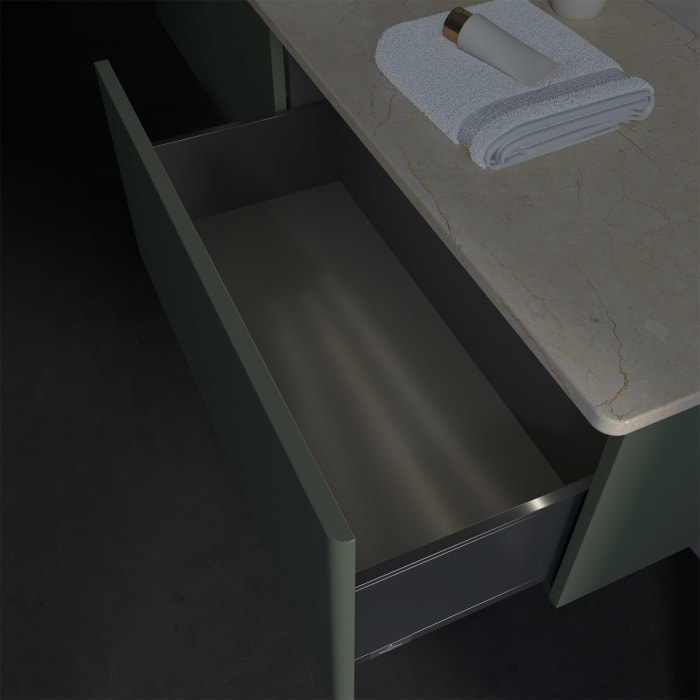 Villeroy & Boch Antao Waschbeckenunterschrank, 160 x 36 cm, 2 Auszüge mit LED-Licht, Front ohne Struktur, mit Hahnloch, für Waschtisch links