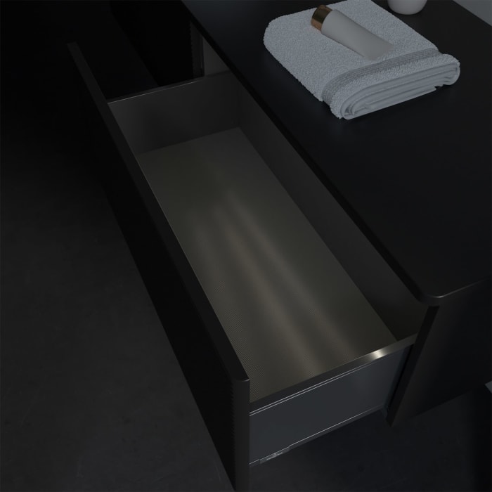 Villeroy & Boch Antao Waschbeckenunterschrank, 160 x 36 cm, 2 Auszüge mit LED-Licht, Front mit Struktur, ohne Hahnloch, für Waschtisch links