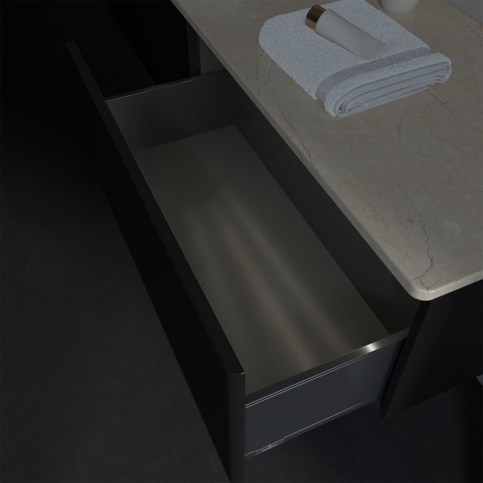 Villeroy & Boch Antao Waschbeckenunterschrank, 160 x 36 cm, 2 Auszüge mit LED-Licht, Front mit Struktur, ohne Hahnloch, für Waschtisch links