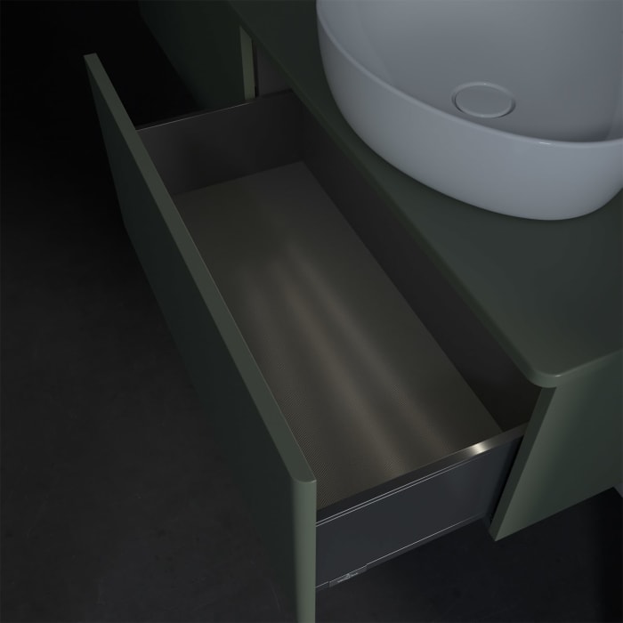 Villeroy & Boch Antao Waschbeckenunterschrank, 160 x 36 cm, 2 Auszüge mit LED-Licht, Front ohne Struktur, ohne Hahnloch, für Waschtisch rechts