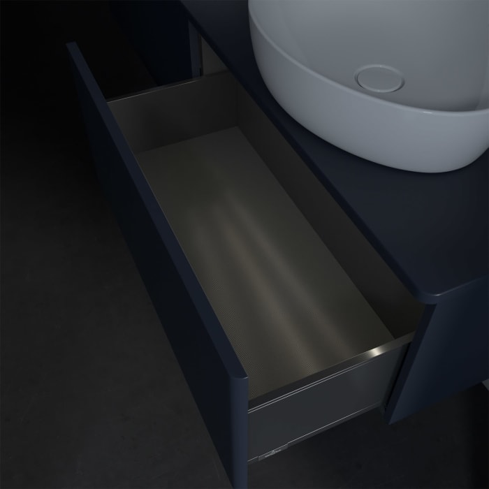 Villeroy & Boch Antao Waschbeckenunterschrank, 160 x 36 cm, 2 Auszüge mit LED-Licht, Front ohne Struktur, ohne Hahnloch, für Waschtisch links und rech