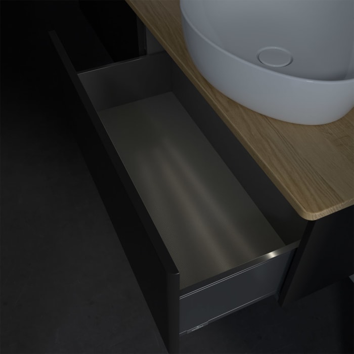 Villeroy & Boch Antao Waschbeckenunterschrank, 160 x 36 cm, 2 Auszüge mit LED-Licht, Front ohne Struktur, ohne Hahnloch, für Waschtisch links und rech