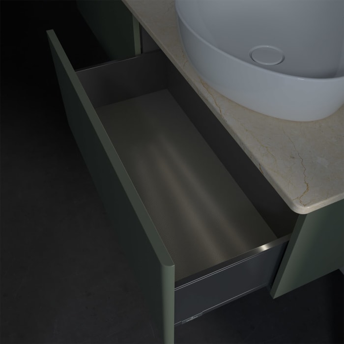 Villeroy & Boch Antao Waschbeckenunterschrank, 160 x 36 cm, 2 Auszüge mit LED-Licht, Front ohne Struktur, ohne Hahnloch, für Waschtisch links und rech