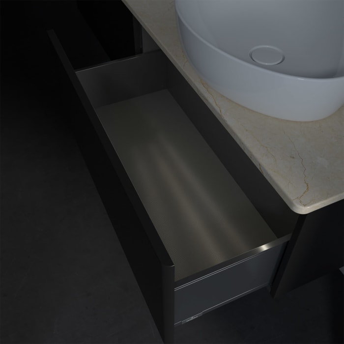 Villeroy & Boch Antao Waschbeckenunterschrank, 160 x 36 cm, 2 Auszüge mit LED-Licht, Front ohne Struktur, mit Hahnloch, für Waschtisch links und recht