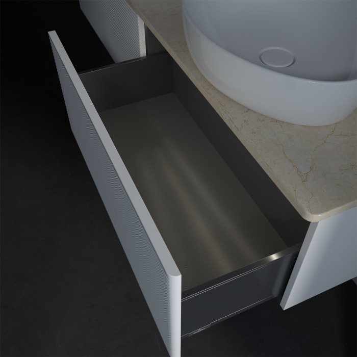 Villeroy & Boch Antao Waschbeckenunterschrank, 160 x 36 cm, 2 Auszüge mit LED-Licht, Front mit Struktur, ohne Hahnloch, für Waschtisch links und recht