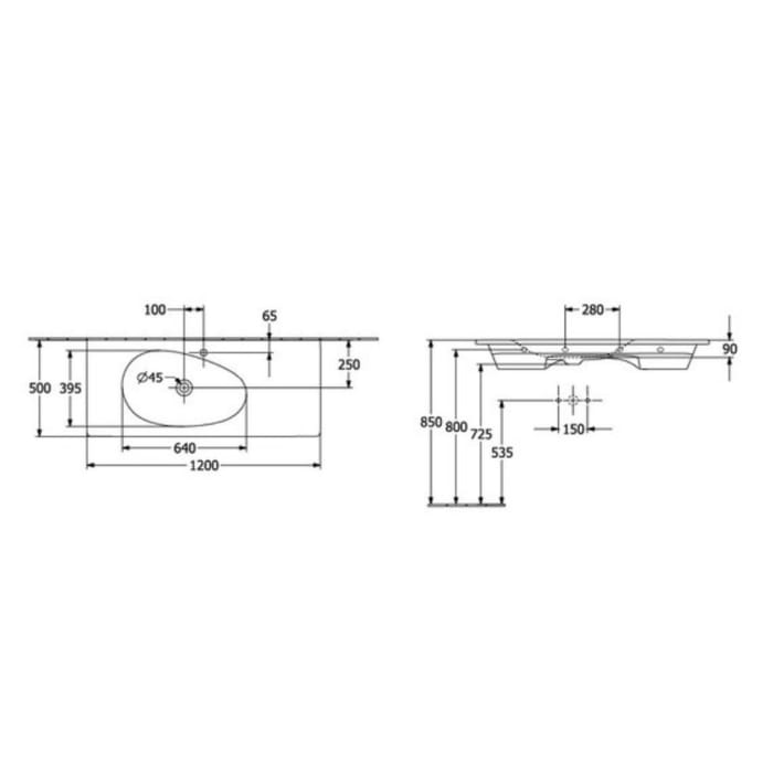 Villeroy & Boch Antao Schrankwaschtisch 120 x 50 cm, mit verdecktem Überlauf