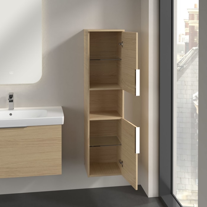 Villeroy & Boch Architectura Hochschrank 35 x 140 cm, 2 Türen Anschlag rechts und 1 offenes Fach