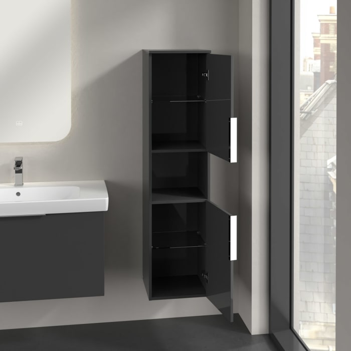 Villeroy & Boch Architectura Hochschrank 35 x 140 cm, 2 Türen Anschlag rechts und 1 offenes Fach